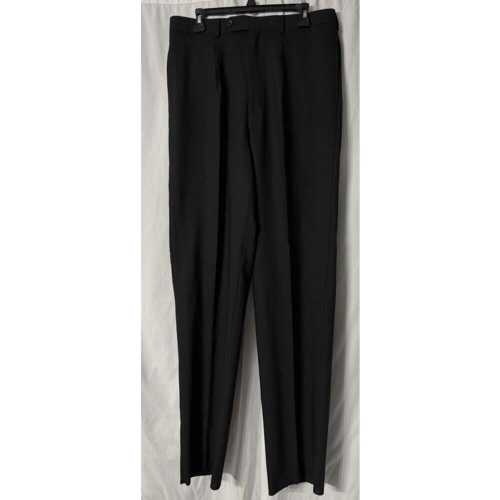 NWT Emanuel Ungaro‎ Mens Black Wool Pleated  Front Dress Pants Slacks Size 34